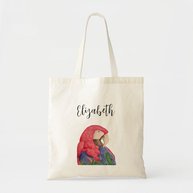 Bolsa Tote Papagaio Selvagem Tropical Desenhando Mata Colorid (Frente)