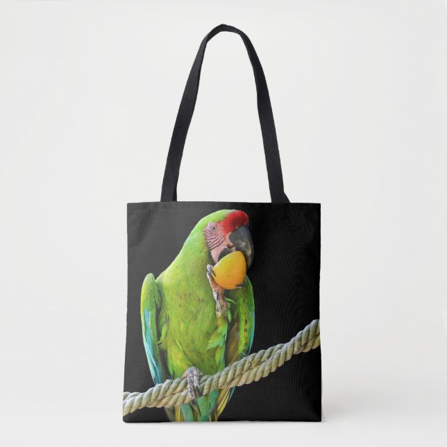 Bolsa Tote Papagaio Verde Ara Militaris (Frente)