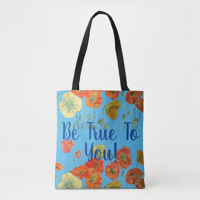 Bolsa Tote Papagaios Laranja Floral Seja Verdadeiro Para Você (Frente)