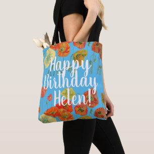 Bolsa Tote Papagaios Laranja Flores Florais Flores Aniversári