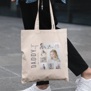 Bolsa Tote Papai 9 Colagem de Fotos Personalizadas para o Pai