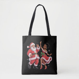 Bolsa Tote Papai Noel Africano Sra. Claus Dançando Natal Amer