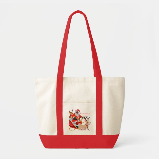 Bolsa Tote Papai Noel afro-americano e amigos (Frente)