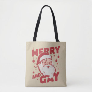 Bolsa Tote Papai Noel Alegre e Gay Lgbtq Natal Ho Ho Homo Vin