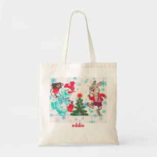Bolsa Tote Papai Noel Boneco de Neve Decorativo Personalizado