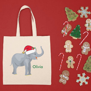 Bolsa Tote Papai noel bonito do elefante do Natal