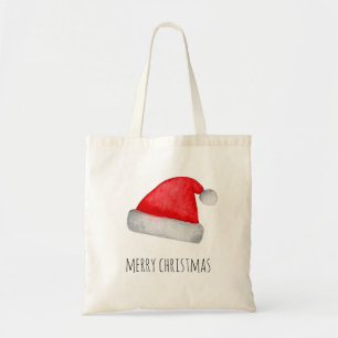 Bolsa Tote Papai Noel. Chapéu vermelho. Feliz Natal. Feriado