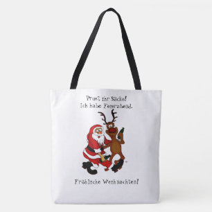 Bolsa Tote Papai Noel com alce - Feliz Natal
