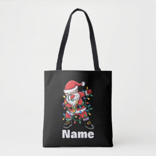 Bolsa Tote Papai Noel Dançando Presente de Natal Personalizad