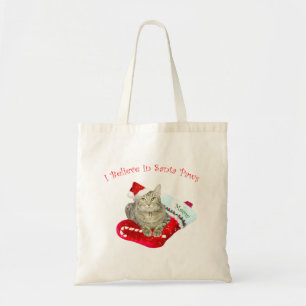 Bolsa Tote Papai noel de espera do gato