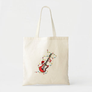 Bolsa Tote Papai Noel de Guitarra Elétrica Música Natal Amant