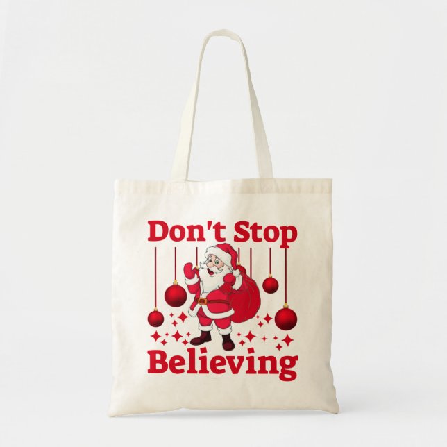 Bolsa Tote Papai Noel de Natal acreditando (Frente)