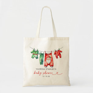 Bolsa Tote Papai noel de Natal Red Holly Modern