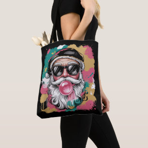 Bolsa Tote Papai Noel Elegante Natal Brilho Rosa Feminino