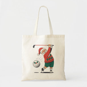 Bolsa Tote Papai Noel Jogando Golfe Jogador de Golfe Natal