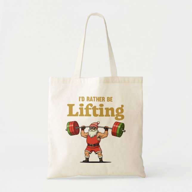 Bolsa Tote Papai Noel Levantando Pesos (Frente)
