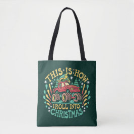 Bolsa Tote Papai Noel Monster Truck Meninos Xmas Natal