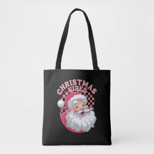 Bolsa Tote Papai Noel Rosa Vintage Retro Natal