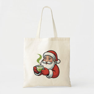 Bolsa Tote Papai Noel segurando um Natal para Beber Matcha