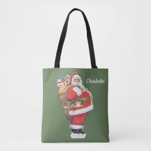 Bolsa Tote Papai Noel Vintage, recorte de Natal vitoriano