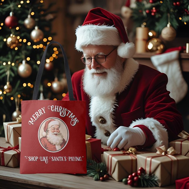 Bolsa Tote Papai Noel Vintage Retro (Criador carregado)