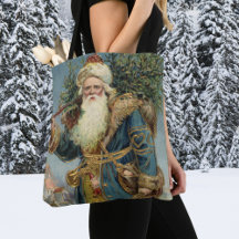 Papai Noel Vitoriano Antigo com Árvore de Natal