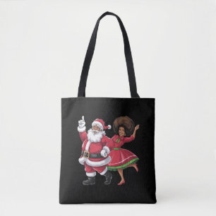 Bolsa Tote Papais noeis Africanos, Sra. Claus Dançando Natal 