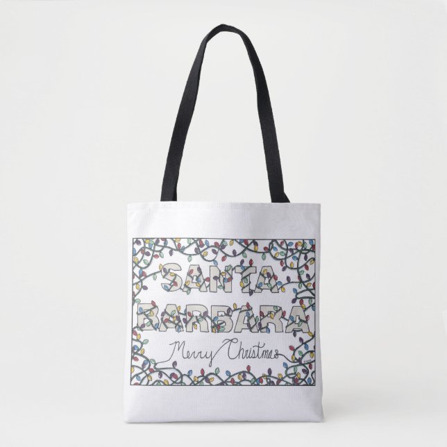 Bolsa Tote Papais noeis Barbara Christmas Lights (Frente)