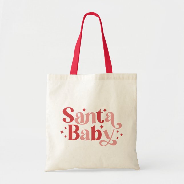 Bolsa Tote Papais noeis Bebê - Tipografia de Natal Retroativa (Frente)