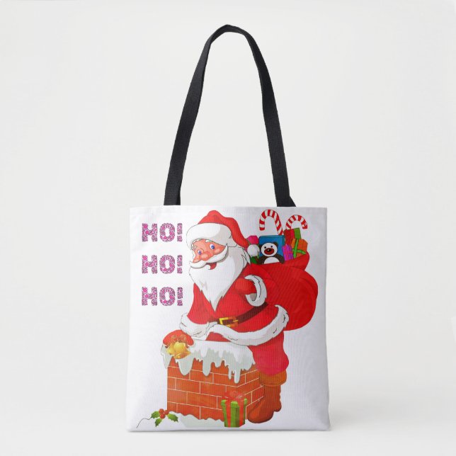 Bolsa Tote PAPAIS NOEIS COM PRESENTES DE NATAL, HO! Hei! Hei! (Frente)