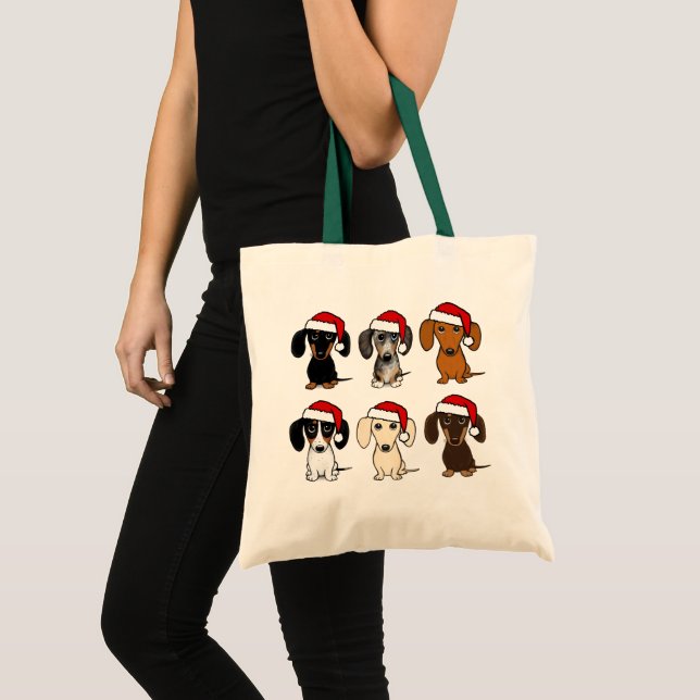 Bolsa Tote Papais noeis Dachshances Cute Wiener Cães Natal (Frente (produto))