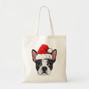 Bolsa Tote Papais noeis De Boston Terrier Camiseiros De Natal