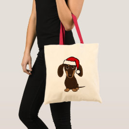 Bolsa Tote Papais noeis de Chocolate Dachshund Cão Cachorro P