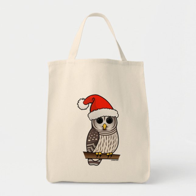 Bolsa Tote Papais noeis de Coruja Barred de Natal (Frente)
