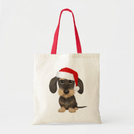 Bolsa Tote Papais noeis de Dachshund com Cabeção Wirehaired T