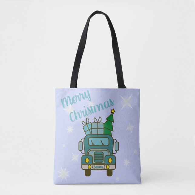 Bolsa Tote Papais noeis de frente de caminhão Feliz Natal (Frente)