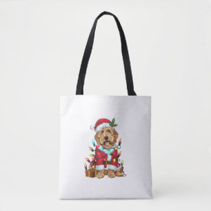 Bolsa Tote Papais noeis de Iluminação Labradoodle Cachorro Na