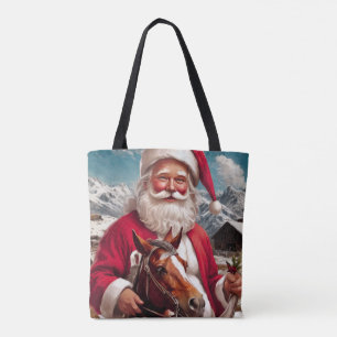 Bolsa Tote Papais noeis de Montanha Rochosa e Seu Cavalo