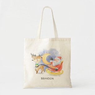 Bolsa Tote Papais noeis de Natal bonitos Reindeer Sleigh Pers