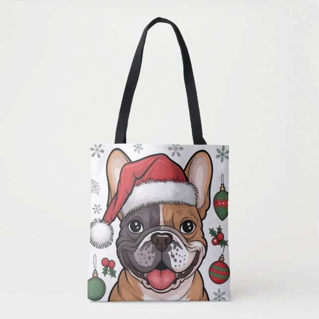 Bolsa Tote Papais noeis de Natal Cachorro Cachorro Cachorro C (Frente)