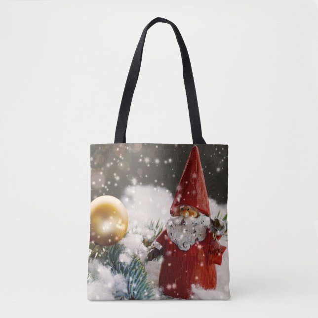 Bolsa Tote Papais noeis de Natal na neve (Frente)