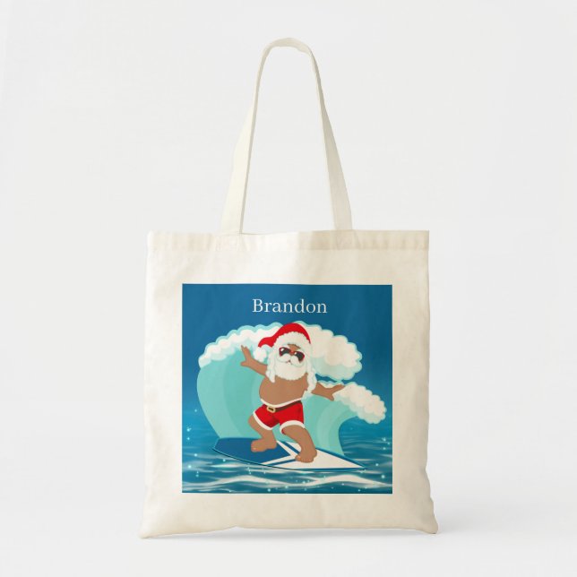Bolsa Tote papais noeis de praia de Natal festivos adicionam  (Frente)