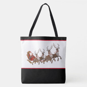 Bolsa Tote Papais noeis de Saco de Natal e Sleigh