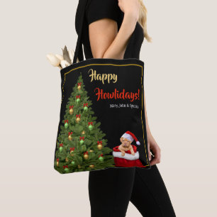 Bolsa Tote Papais noeis Diversos Árvore de Natal Puppy Poinse