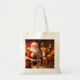 Bolsa Tote Papais noeis e renas bonitos