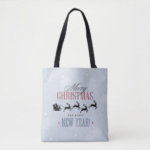 Bolsa Tote Papais noeis e sua Reindeer Voadora Silhouette Nat