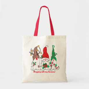 Bolsa Tote Papais noeis Elf Reindeer Gnome Tote Bag de Natal