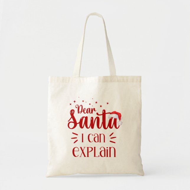 Bolsa Tote Papais noeis Engraçados Eu posso explicar o Natal (Frente)