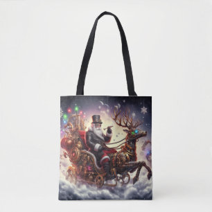 Bolsa Tote Papais noeis/Estaleiro de renas Natal/Inverno