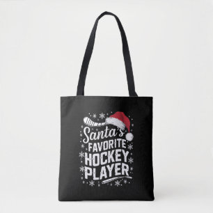 Bolsa Tote Papais noeis Jogador de Hóquei Favorito no Natal d